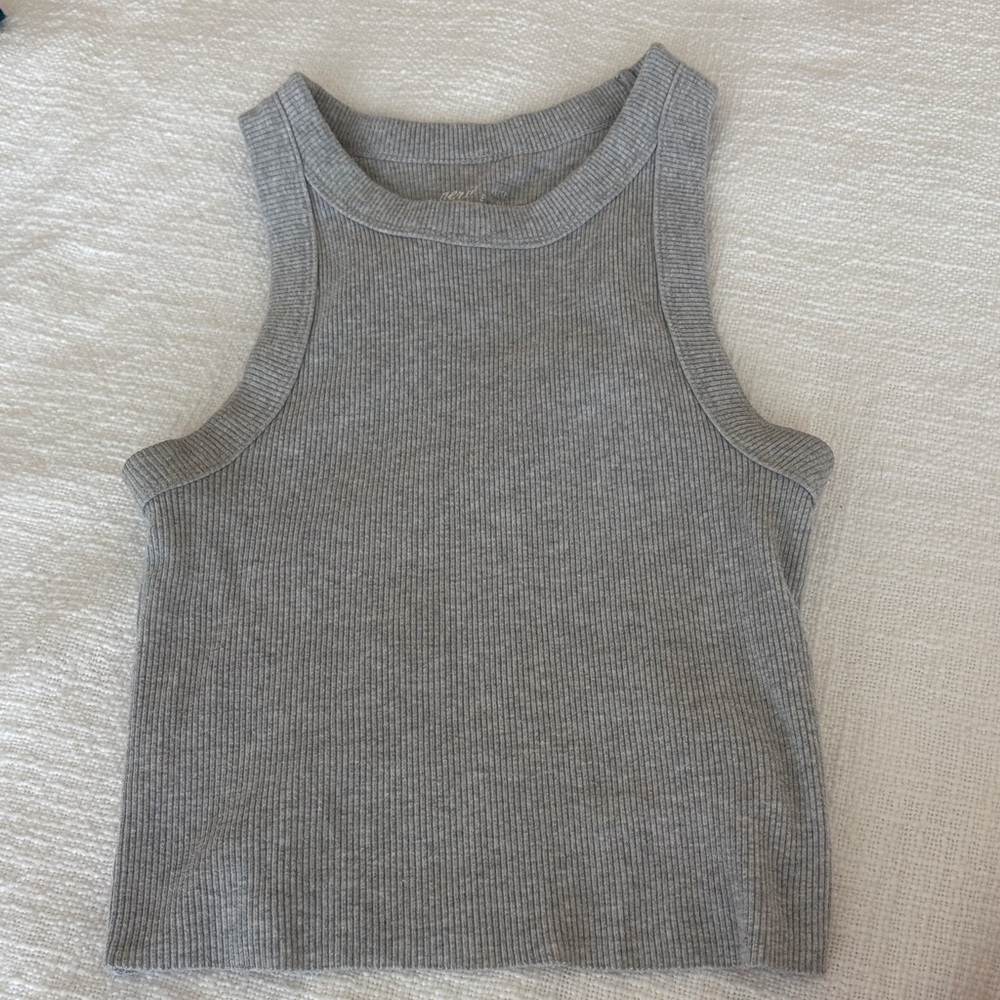 Aerie Light Gray Ribbed Tank